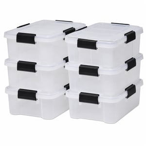 Iris Ohyama AT-S Hermetična plastična kutija za pohranu s poklopcem, 10 L, set od 6 komada — 3 poklopca imaju manja oštećenja (stanje: vidi 2. sliku)