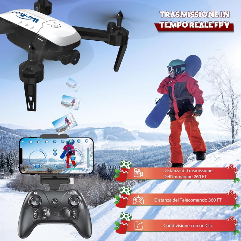 Wipkviey T6 Drón 1080P HD Kamerával - WiFi Élő Videó, 30 Perces Repülési Idő, 2 Akkumulátor, Kezdőknek és Gyerekeknek, Távirányítós Quadkopt