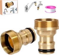 CZSYZCZS 2 db-os Univerzális Csapcsatlakozó Készlet Kerti Locsolótömlőhöz - Sárgaréz Adapter PTFE Tömítőszalaggal, 22-24 mm 1