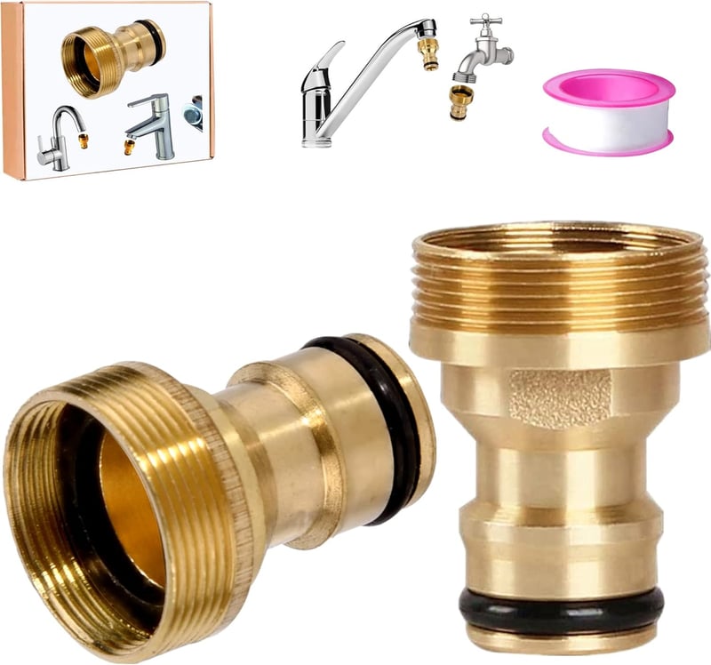 CZSYZCZS 2 db-os Univerzális Csapcsatlakozó Készlet Kerti Locsolótömlőhöz - Sárgaréz Adapter PTFE Tömítőszalaggal, 22-24 mm