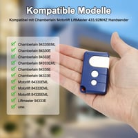 Mucek 2db Garázskapu Távirányító Chamberlain LiftMaster MotorLift Kapunyitókhoz - 84335EML 94333E Kompatibilis Kézi Adó CR2032 Elemmel 3
