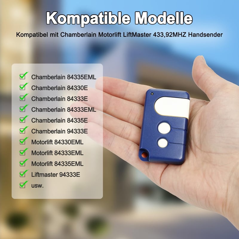 Mucek 2db Garázskapu Távirányító Chamberlain LiftMaster MotorLift Kapunyitókhoz - 84335EML 94333E Kompatibilis Kézi Adó CR2032 Elemmel