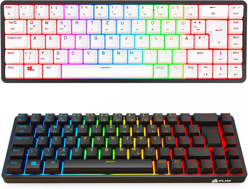 KLIM Shift 60% Mechanikus Billentyűzet - Vezeték Nélküli, Hotswap, Gamer - 2.4 GHz & Bluetooth TKL - PC, PS4, PS5, Mac Kompatibilis - QWERTZ