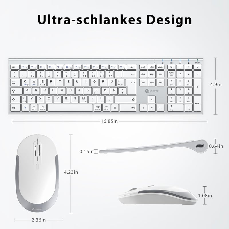 iClever Vezeték Nélküli Billentyűzet és Egér Szett, 2.4G, USB-C Újratölthető, Teljes Méretű, Vékony, Tartós, Windows/Mac Kompatibilis

AI: i