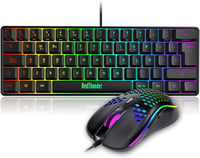 RedThunder K62 Mechanikus Gamer Billentyűzet és Egér Szett, 60% Kompakt RGB Háttérvilágítás, 7200 DPI Precíziós Egér, 62 Anti-Ghosting Gomb, 1