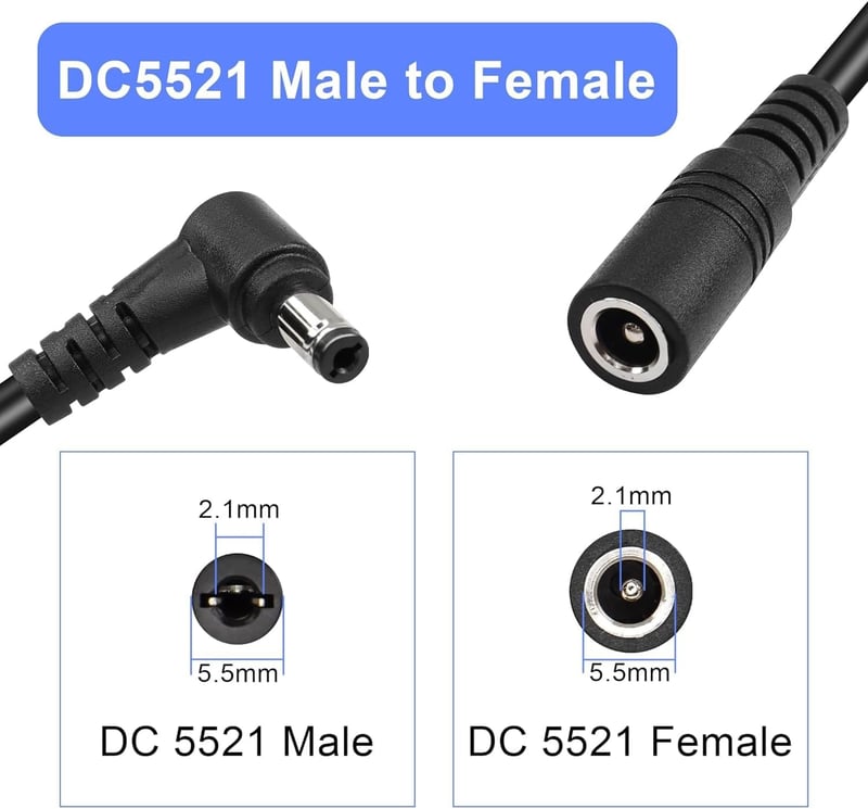 GINTOOYUN 3m DC Hosszabbító Kábel 5.5x2.1mm 90 Fokos Csatlakozóval - 18AWG Réz Tápkábel Biztonsági Kamerákhoz, LED Szalaghoz, 24V/100W