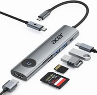 Acer 7-in-1 USB-C Hub - 4K@60Hz HDMI Adapter, 100W PD Töltés, 2 USB 3.0 Port, Kártyaolvasó, Képernyővezérlés - MacBook, Surface, iPhone Komp 1