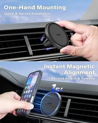 Suport Auto A2C MagSafe pentru Gura de Ventilație – 17 Magneți N54, Ultra-Stabil, Suport Magnetic Universal pentru iPhone și Dispozitive Samsung 5