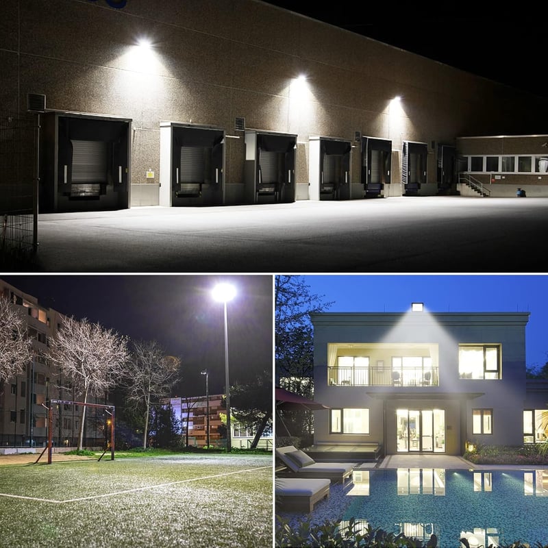 RIGIDON 2x200W Kültéri LED Reflektor Mozgásérzékelővel - 20000 Lumen, 6000K Hideg Fehér, IP66 Vízálló Fényvető Kerthez, Garázshoz, Ház Falár