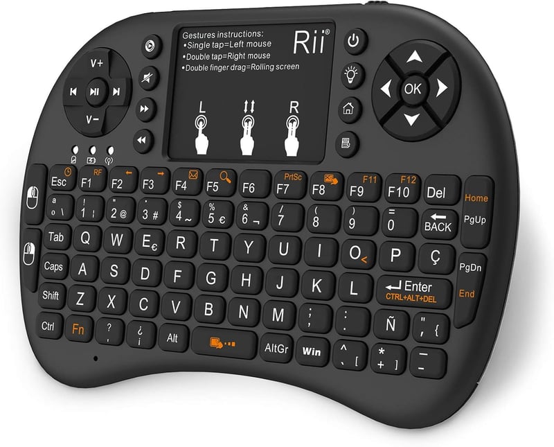 Rii i8+ vezeték nélküli mini billentyűzet touchpaddal, LED háttérvilágítással