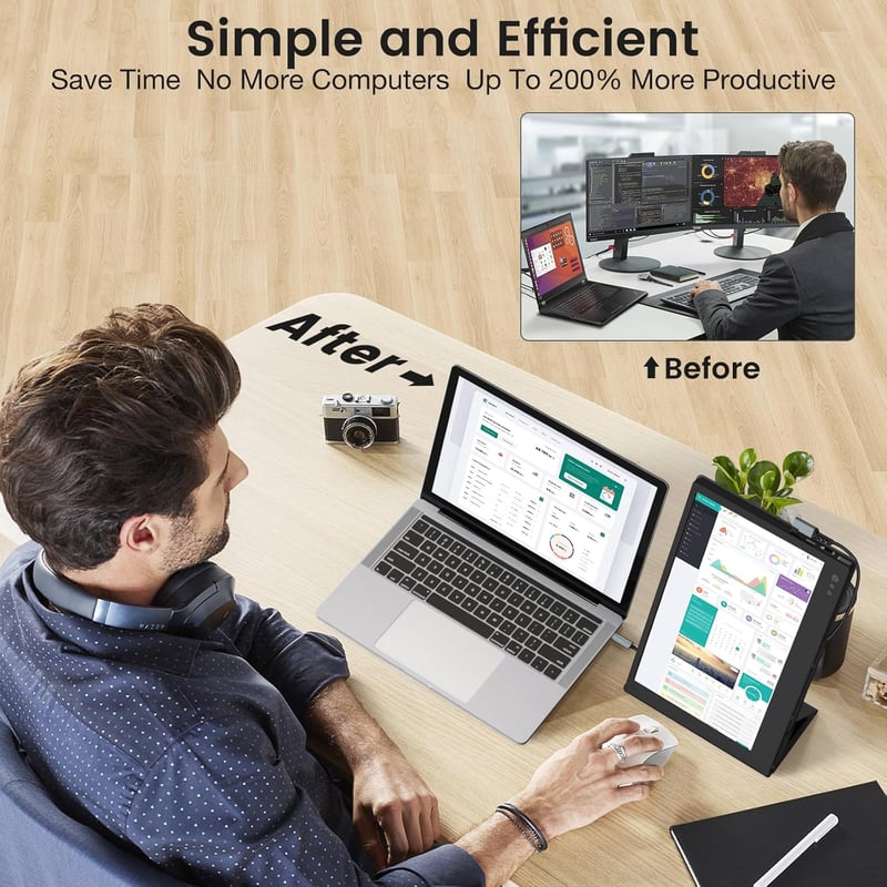 Hordozható SMISEACOW 11,6" Full HD IPS monitor laptophoz, konzolokhoz, védőtokkal