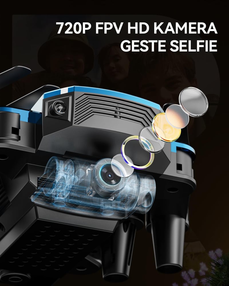 DEERC D20 Gyerek Drón 720P Kamerával, Mobiltelefon Irányítás, Magasságtartás, Fejnélküli Mód, 3D Flip Funkció, Kezdőknek Ajánlott Quadcopter