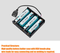 KUOQIY 4 x 1,5V AA Elemtartó USB Csatlakozóval - 6 db-os Készlet Műanyag Dobozzal, Csavarhúzóval és Csavarokkal 4