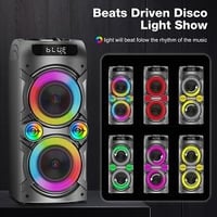 LANMEMG Karaoke Rendszer 2 Vezeték Nélküli Mikrofonnal - 100W Hordozható Bluetooth Hangszóró LED Fényekkel, Távirányítóval, USB/TF Kártya Tá 4