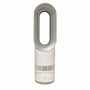 Ventilator și încălzitor Dyson AM09 Hot + Cool alb/argintiu — lipsește baza ventilatorului, partea superioară este crăpată