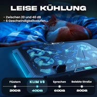 KLIM V8 Gamer Laptop Hűtőpad 8 Ventilátorral - RGB Világítás - 17 Colos Laptopokhoz - 2 USB Port - Telefontartó - Állítható Szög 5