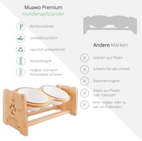 Petzy állítható magasságú kerámia etetőtál kutyáknak és macskáknak, 700ml, bambusz állvánnyal 3