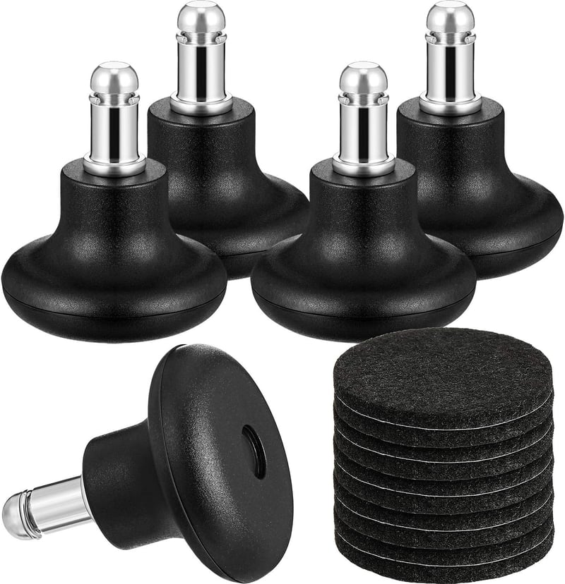 Outus Irodai Szék Görgő Helyettesítő Rögzített Csúszótalp Szett - 5 db Filcpárnás Fekete Nylon Csúszka 5 cm Magas Profilú, 550 lb Teherbírás