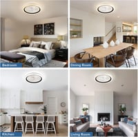 NACATIN Fekete Mennyezeti Ventilátor LED Világítással - Távirányítós Akril Lámpa Fokozatmentes Fényerő és Sebesség Szabályozással Hálószobáb 7