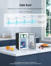 AstroAI 2 az 1-ben Mini Hűtőszekrény, 6L/8 Dobozos, Hűtő-Fűtő Funkcióval, 12V/220V, Autóba, Irodába, Kollégiumba - Fekete 11