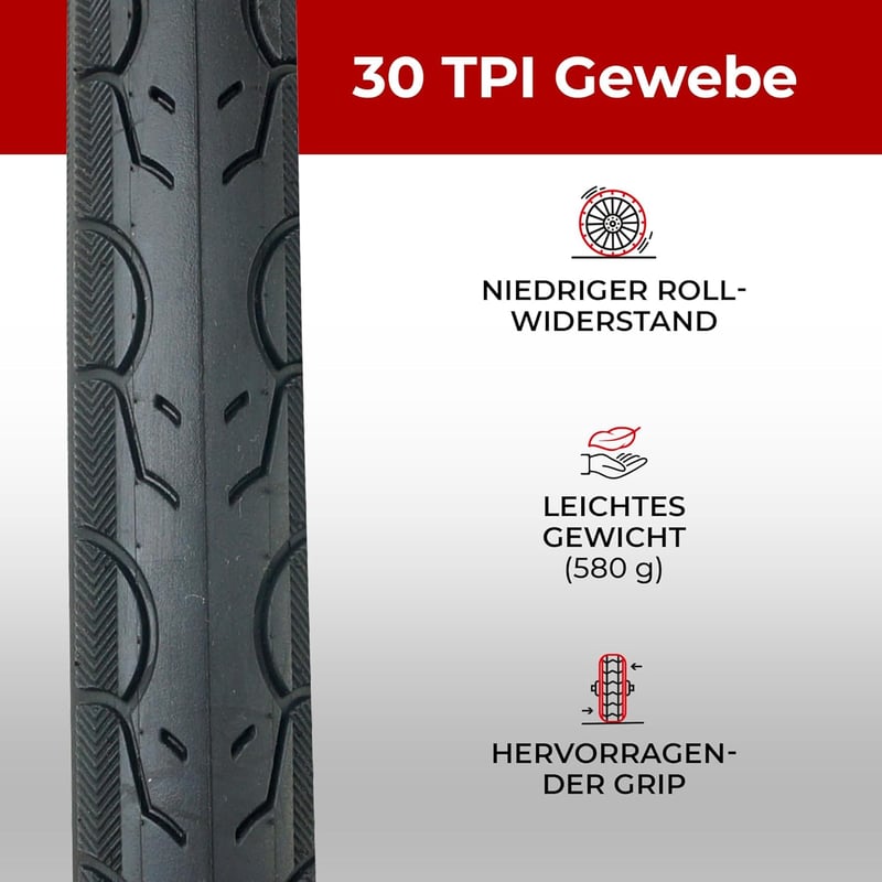 Fincci Slick 26x1.25 Összehajtható Kerékpár Külső Gumi Szett - MTB, Országúti, Hibrid, E-Bike és Városi Biciklikhez (32-559)