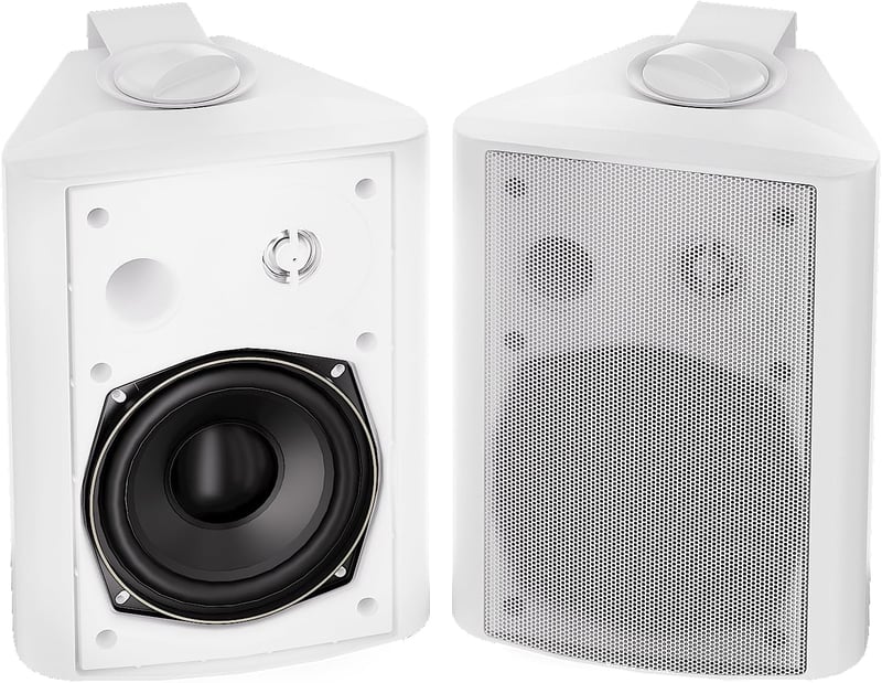 Herdio 5.25" Bluetooth Vízálló Kültéri Hangszóró - 200W Teljesítmény, Beltéri-Kültéri Használatra, Fali Konzollal, Fehér