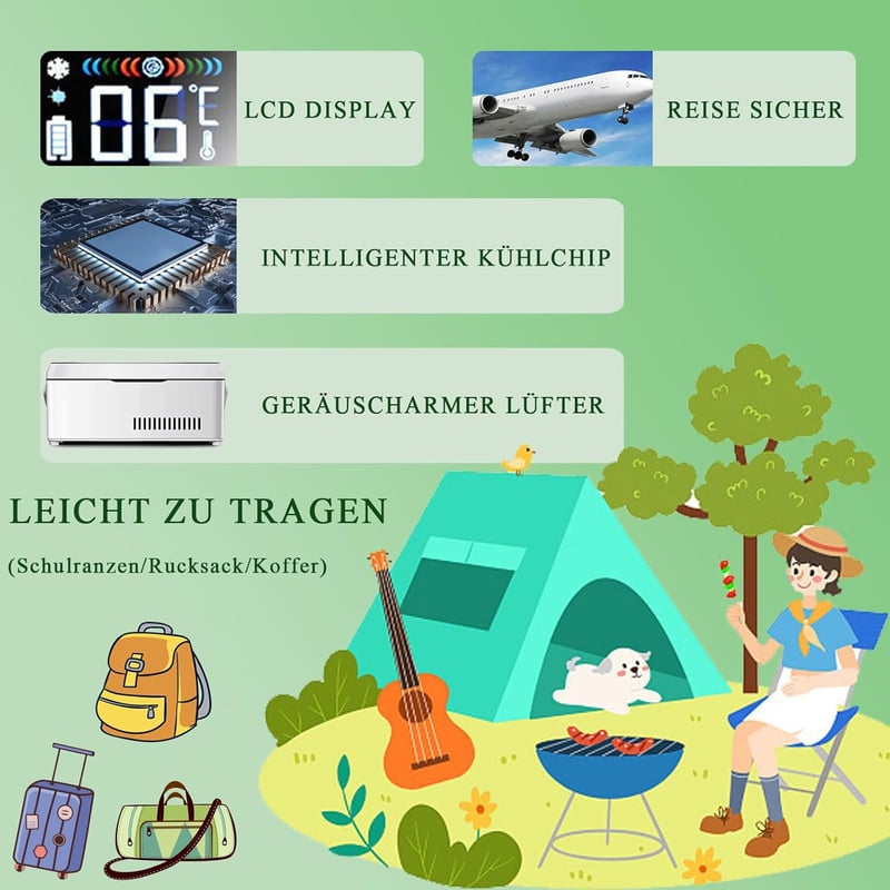 Yopyuenn Hordozható Inzulinhűtő 3 Akkumulátorral - Intelligens Gyógyszerhűtő LCD Kijelzővel, 2-8°C Hőmérséklet-szabályozás, Utazáshoz, Autób