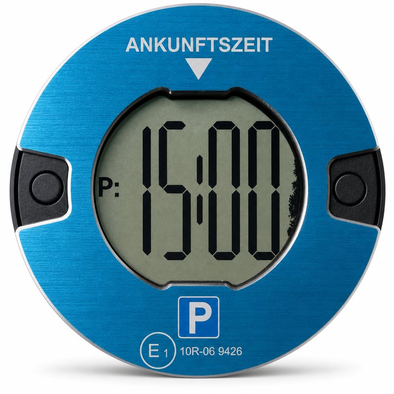 Disc de parcare electronic OOONO P-DISC NO1 – defect, funcționează parțial: afișaj deteriorat, lichid scurs (stare: vezi a 2-a imagine)