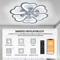 Revneey Virág Alakú Mennyezeti Ventilátor LED Világítással - 72W, Távirányítós, Csendes, 6 Sebességes, Időzíthető, Fényerőszabályozós Lámpa  6