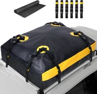 ISOPHO 425L Vízálló, Összecsukható Tetőbox Autóra - Fekete/Sárga, 6 Hevederrel 1