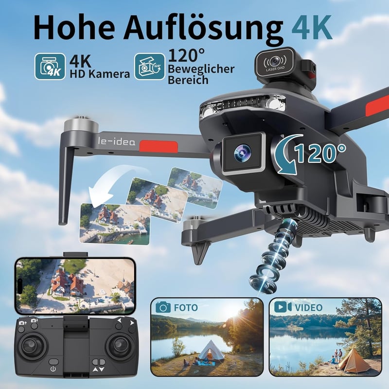 TTROARDS 31P Összecsukható Drón 4K Kamerával - 360° Akadályérzékelés, 5G WiFi, 40 km/h, Kefenélküli Motor, 30 Perces Repülési Idő, 2 Akkumul