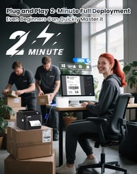vretti USB Címkenyomtató XXL Papírtálcával - DHL Szállítási Címkékhez, Windows/Mac/ChromeOS/Linux Kompatibilis, 99,99% Vonalkód Olvasási Ará - black, USB 4