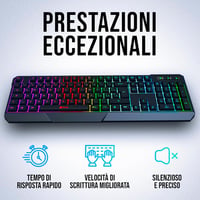 KLIM Chroma Vezeték Nélküli Gamer Billentyűzet - RGB Háttérvilágítás, Vízálló, Olasz Kiosztás, 10 Millió Leütés Élettartam, PC Kompatibilis 4