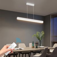 Klighten LED Függőlámpa 3000K-6000K, 80cm/24W Távirányítós Étkezőasztal Lámpa, Lineáris Dizájn, 150cm Állítható Magasságú Csillár Nappaliba, 2