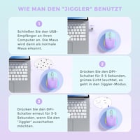 Seenda LED Vezeték Nélküli Egér, Újratölthető Jiggler Funkcióval, Csendes 2.4G USB Egér Laptophoz, 2000 DPI, Világító, Világoszöld-Lila 5