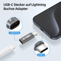 ARKTEK Lightning-USB C adapter iPhone 15, Galaxy S23, Pixel 8 töltéséhez (2db, szürke) 2