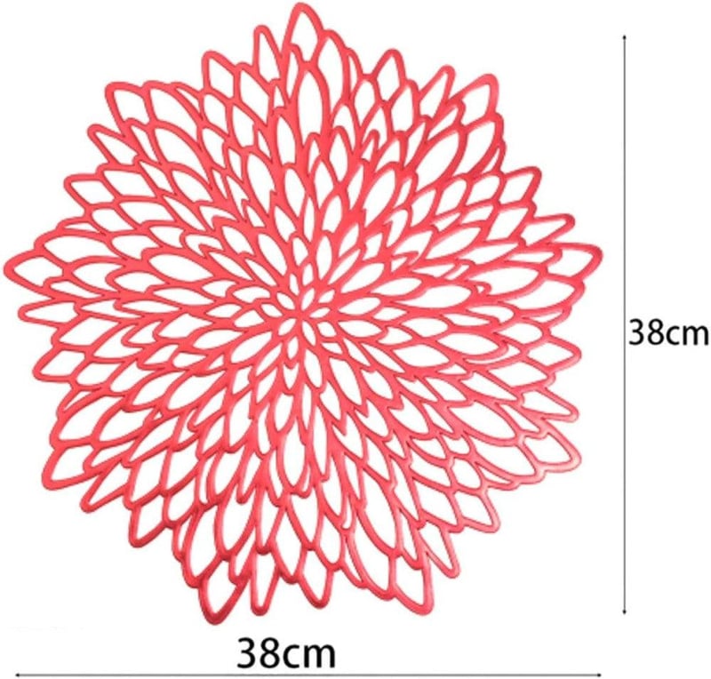 Piros Kerek Hőálló Mosható Asztali Alátét 38cm 4db-os Szett
