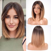 HAIRCUBE Női Paróka 40 cm Barna-Réz Szőke Hullámos Műhaj Frufruval - Függöny Frufrus Szintetikus Paróka Hétköznapi és Cosplay Használatra 1