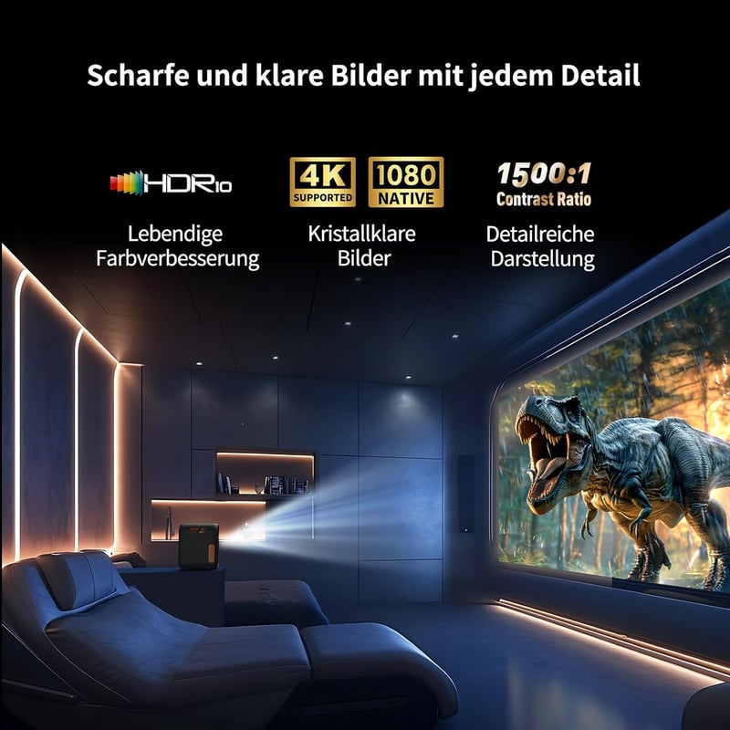 WEMAX Hordozható Mini Projektor Netflix és Google TV Támogatással, 1080P Natív Felbontás, 4K Kompatibilis, Dolby Audio, WiFi, Bluetooth, Ott