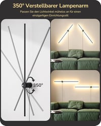 EDISHINE 2 db Beltéri LED Fali Lámpa - 15W, 1000LM, Távirányítóval és Érintőkapcsolóval, 3 Színhőmérséklet, Fokozatmentes Fényerő, 350° Forg 5
