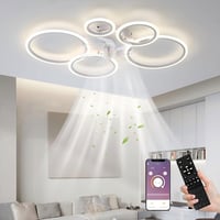 MiiR LED Mennyezeti Ventilátor Világítással - 145W, 3 Színhőmérséklet, 6 Sebesség, Távirányítóval és Applikációval, Fehér, Hálószobába, Napp 1