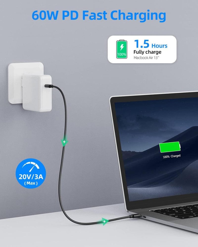 gyorstöltő: 2db 30cm-es fekete USB-C kábel