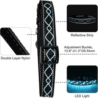LED-es világító nyakörv kutyáknak, kék, USB-s, vízálló, állítható 5