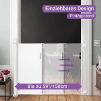 Momcozy Behúzható Biztonsági Ajtórács Gyerekeknek és Háziállatoknak - Lépcsőhöz és Ajtóhoz, Bel- és Kültéri Használatra, 127 cm Széles 2
