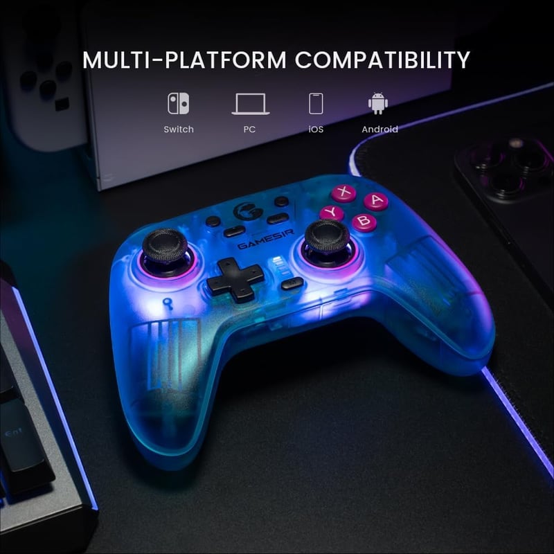 GameSir Nova Vezeték Nélküli Pro Kontroller Switch/Lite/OLED-hez, Hall Effect Joystickkel, RGB LED, Turbo, Programozható, Mozgásérzékelő, Zö