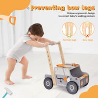 BootyBay Fa Járássegítő Szerszámos Asztallal - Montessori Fejlesztő Játék 1-3 Éves Gyerekeknek, Gumírozott Kerekekkel, 25 kg Teherbírással 3