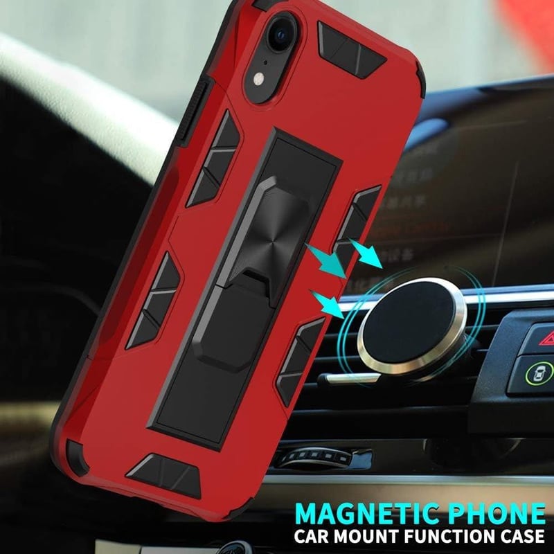 iPhone XR Piros Védőtok - 12ft Ütésálló, Mágneses Autótartóval