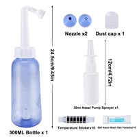 Orröblítő készlet felnőtteknek - 300ml-es Neti kancsó, sópárnák, hőmérő matricával 2