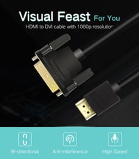 ANNNWZZD Kétirányú DVI-HDMI Kábel TV-hez és Monitorhoz, 1,5m 3