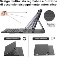 SENGBIRCH Bluetooth Billentyűzetes Tok Samsung Galaxy Tab A9 Plus 11" (2023) Tablethez - Levehető QWERTZ Vezeték Nélküli Billentyűzet, Feket 9